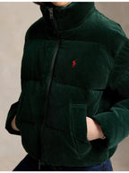 RALPH LAUREN WOMEN Corduroy Down Puffer Jacket Northwest Pine